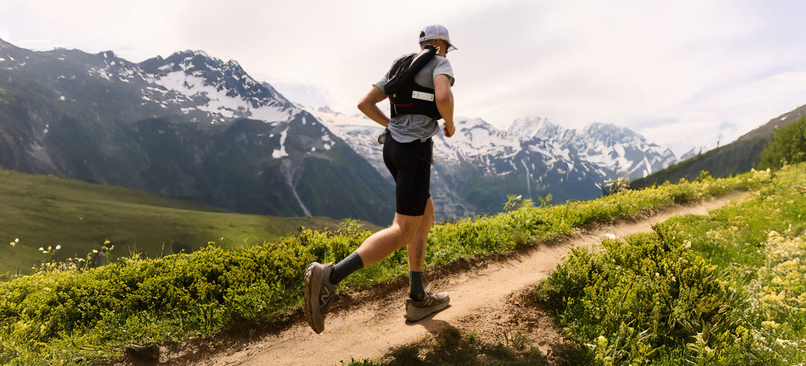Athlete running in mountains