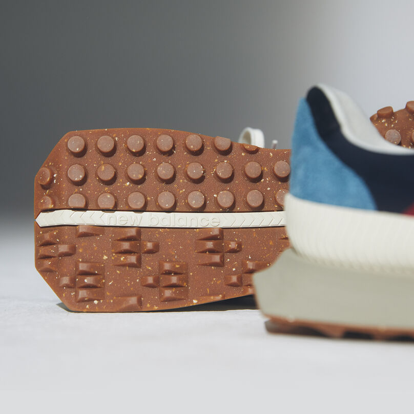 Close up of the tread on the bottom of the shoe.