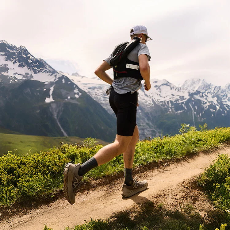 Athlete running in mountains